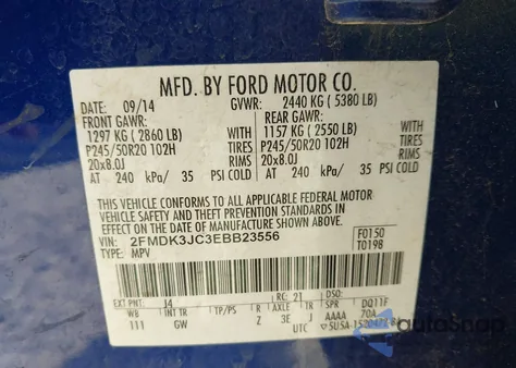 2014 Ford Edge Sel z USA, uszkodzony, nr VIN 2FMDK3JC3EBB23556